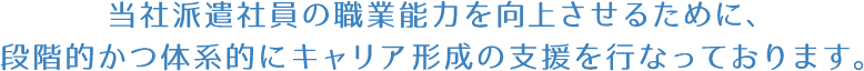 当社派遣社員の職業能力を向上させるために、段階的かつ体系的にキャリア形成の支援を行なっております。